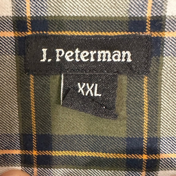 EUC J. Peterman 100% cotton flannel/plaid shirt in beautiful olive green pattern - Picture 2 of 6